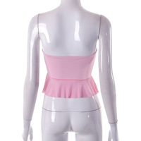 Pink Ruffle Irregular Mesh Tube Top - Thumbnail 8