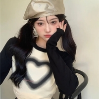 Black Heart Patchwork Long Sleeve T-shirt  - Thumbnail 1