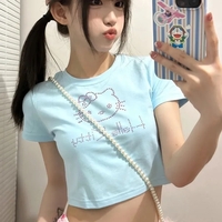 Japanese Cat Rhinestone Crop Top  - Thumbnail 2
