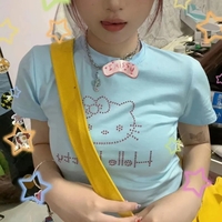 Japanese Cat Rhinestone Crop Top  - Thumbnail 4