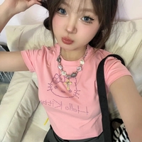 Japanese Cat Rhinestone Crop Top  - Thumbnail 5