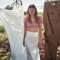 Red & White Plaid Lace Square Neck Top - Thumbnail 2