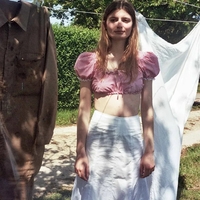 Red & White Plaid Lace Square Neck Top - Thumbnail 5