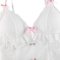 White Lace Bow Sheer Corset Top - Thumbnail 3