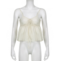 Yellow Double Layer Lace Up Top - Thumbnail 4