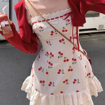 Cherry lace print mini dress - Thumbnail 1