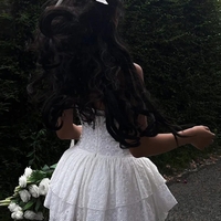 White Floral Lace Layered Dress  - Thumbnail 3