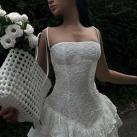 White Floral Lace Layered Dress  - Thumbnail 5