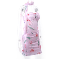 2PCS Pink Tulip Print Tube Top + Mini Skirt  - Thumbnail 6