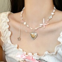 Run Away Princess Coquette Girl Heart Bow Ribbon Necklaces - Thumbnail 2