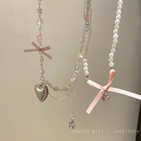 Run Away Princess Coquette Girl Heart Bow Ribbon Necklaces - Thumbnail 7