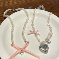 Run Away Princess Coquette Girl Heart Bow Ribbon Necklaces - Thumbnail 6