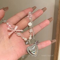 Run Away Princess Coquette Girl Heart Bow Ribbon Necklaces - Thumbnail 8