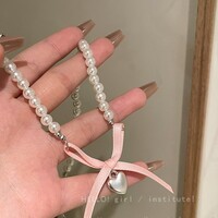 Run Away Princess Coquette Girl Heart Bow Ribbon Necklaces - Thumbnail 9