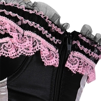 Black & Pink Lace Up Bustier Corset - Thumbnail 3