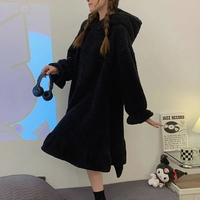 Black Japanese Anime Fleece Pullover Pajamas  - Thumbnail 2