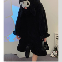 Black Japanese Anime Fleece Pullover Pajamas  - Thumbnail 6