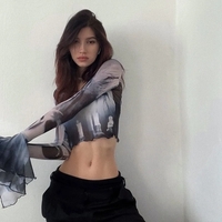 Y2K Punk Print Flare Long Sleeve Top - Thumbnail 5