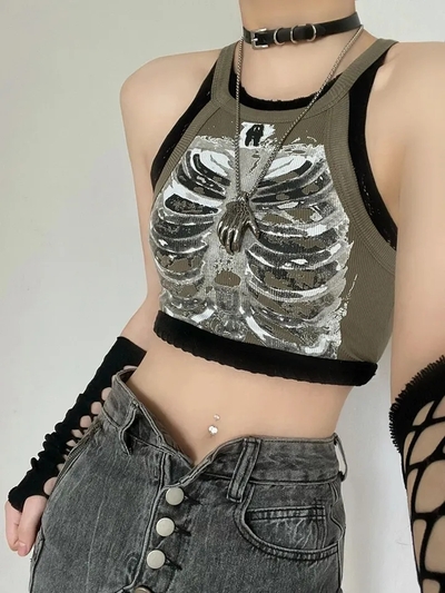 X Ray Rib Print Tank Top