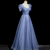 Blue Tulle Floor Length A-Line Prom Dress CT3586 - Thumbnail 2