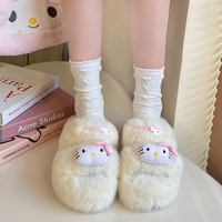 Plush Fluff Cat Kitty Pink Red Bow Furry Winter White Shoes Slippers - Thumbnail 4