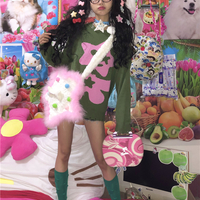 Y2K Star Bone White Pink Plush Handmade 3D Bag - Thumbnail 5