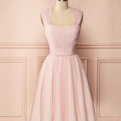 Pink tulle short a-line prom dress ct3587 - Thumbnail 1