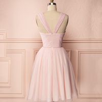 Pink Tulle Short A-Line Prom Dress CT3587 - Thumbnail 2