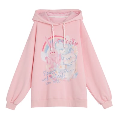Sweet and cute bear and bunny hoodie