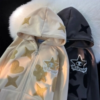 Star Print Zip Up Hoodie - Thumbnail 1