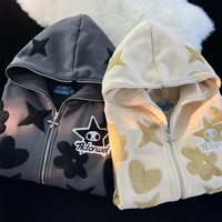 Star Print Zip Up Hoodie - Thumbnail 2