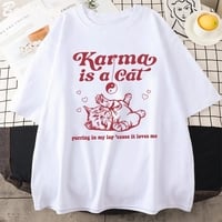 Karma Cat Print Short Sleeve T-shirt  - Thumbnail 1