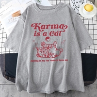 Karma Cat Print Short Sleeve T-shirt  - Thumbnail 2