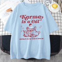 Karma Cat Print Short Sleeve T-shirt  - Thumbnail 3