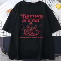 Karma Cat Print Short Sleeve T-shirt  - Thumbnail 7