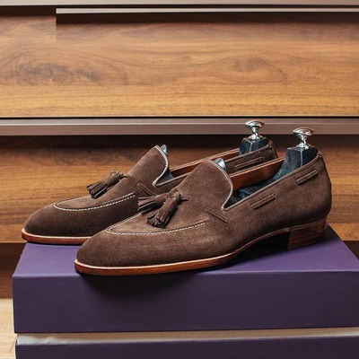 Men's dark brown color tussle loafer slip on moccassin party wear men's suede shoes