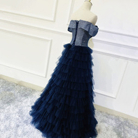 Blue Tulle Tiered Long Prom Dress, A-Line Off Shoulder Formal Evening Dress CT3588 - Thumbnail 3