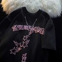 Star Print Chain Short Sleeve T-shirt  - Thumbnail 4