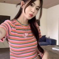 Pink Rainbow Stripe Crop Top - Thumbnail 2