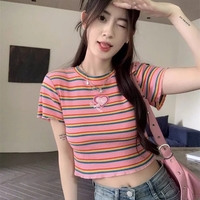 Pink Rainbow Stripe Crop Top - Thumbnail 3