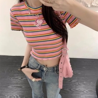Pink Rainbow Stripe Crop Top - Thumbnail 5
