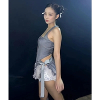 Grey Halter Button Down Vest Top - Thumbnail 4