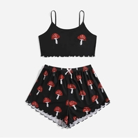 2PCS Mushroom Camisole + Shorts Pajama Set - Thumbnail 4