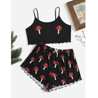 2PCS Mushroom Camisole + Shorts Pajama Set - Thumbnail 5