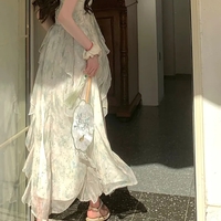 Green Chiffon French Beach Midi Dress  - Thumbnail 1