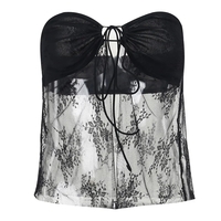 Black Lace Bustier Tube Top - Thumbnail 7