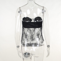 Black Lace Bustier Tube Top - Thumbnail 6