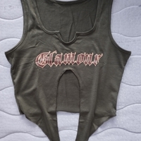 Green Graphic Print Cut Out Tank Top  - Thumbnail 2