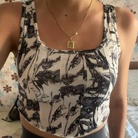 Black & White Plant Print Tank Top - Thumbnail 5