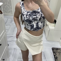 Black & White Plant Print Tank Top - Thumbnail 7